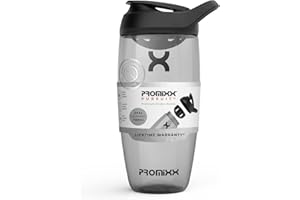 Promixx Pursuit Protein Shaker Bottle - Premium Shaker for Protein Shakes - Lifetime Durability, Leakproof, Odourless - 700ml / 24oz (Stealth Black)
