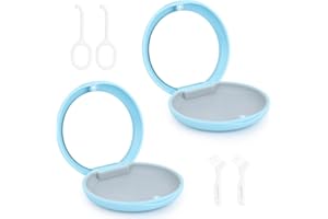 FIDWALL 2 Pièces Boîte Gouttière Dentaire avec Miroir, Étui de Retenue Orthodontique à Fermeture Magnétique avec Outil de Retrait et Brosse (Bleu 2 pièces)