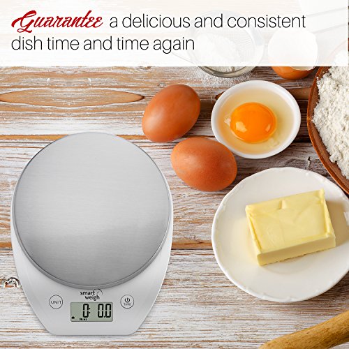 Smart Weigh Raffinierte, multifunktionelle Küchen- und Lebensmittel-Waage mit Edelstahl-Plattform, großem LCD-Display und sechs Wiegeeinstellungen, 5kg / 11lb x 1g / 0,1 Unzen - 2