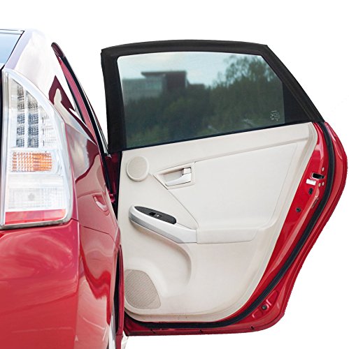 Car Window Shade (2 Pack) - IMPROVED VERSION: Unnoticeable from the Outside - Car Sun Shade Baby with UV Protection for Your Kids, Dog - Car Window Sun Cover Without Clings or Suction Cups - 100% Money Back Guarantee