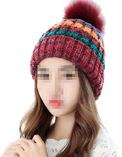Ladies Winter Fashion Color Knitting Warmth Wool Hat Multicolor,Red-OneSize