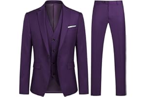 Allthemen Trajes para Hombre 3 Piezas Slim Fit Boda Esmoquin Formal Un botón Cerrar Blazers Chaqueta Chaleco Pantalones
