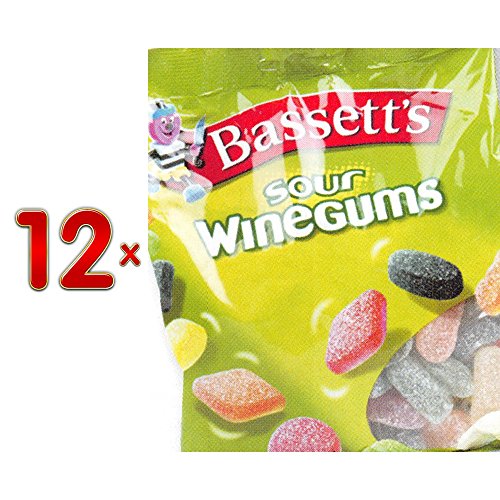 Basset's Sour Winegums Sachets 12 x 400g Packung (saures Weingummi)