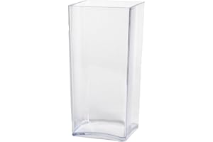 SMITHERS OASIS Clear Acrylic Cube Vase Hard Wearing Lightweight Durable Plastic 25cm High