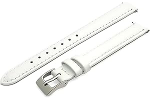 WATCHWATCHWATCH Ladies White Leather Watch Strap Band Choice of Sizes 8mm 10mm 12mm 14mm Chrome (Silver Colour) Buckle
