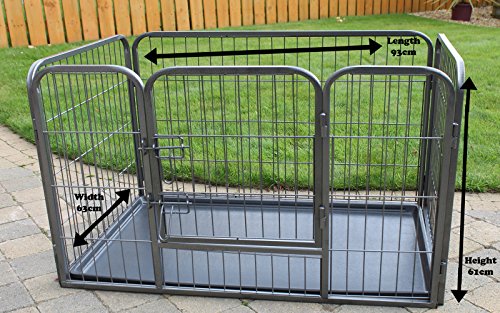 RayGar-Heavy-Duty-Dog-Pet-Cage-Crate-Enclosure-Cat-Puppy-Play-Pen-With-Free-Plastic-Tray-Medium-L93-x-W63-x-H61cm-New