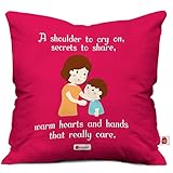 indibni Indigifts Mom and Son Relation Pink Cushion Cover- Pink