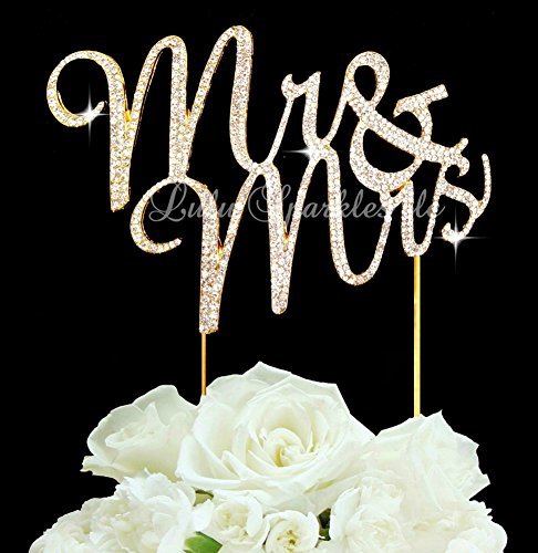 VORCOOL MR Mrs Hochzeitstorte Topper Strassstein Kuchendeckel (Silber) - 2