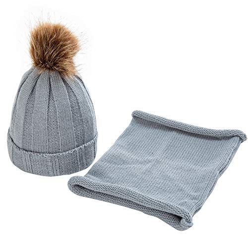 NO&DISTURB - Gorro de Punto para bebé (2 Unidades, Gorro de Invierno cálido) Gris Gris Medium