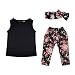 CHIC-CHIC 3PCS Kids Baby Girl Casual Suit Clothing Set Outfits Sleeveless Vest Tops+ Flower Print Pants +Headband Set (18-24 months)