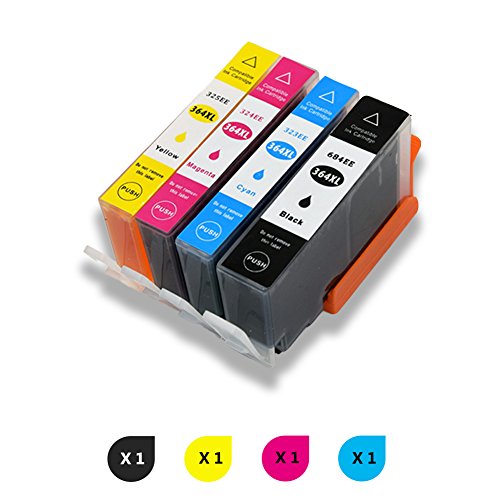 PrinThink 364XL Reemplazo para HP 364 Cartuchos de tinta Alta Capacidad Compatible para HP Photosmart 5520 5510 5522 5524 6520 7510 7520  HP OfficeJet 4620  HP Deskjet 3070A  1 Negro  1 Cian  1 Magenta  1 Amarillo 