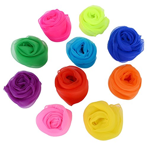 [10 Pieces-10 Colors] Vpsan Gesaeumte Quadrat Schal Rhythmus magische Tanz mehrfarbigen Schals (Satz 10)