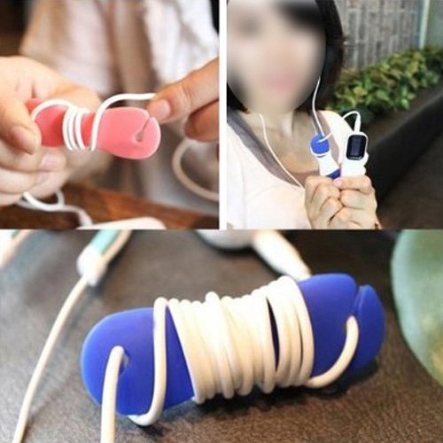 SODIAL(Wz.) Kabelaufroller Siliconkautschuk Kopfhoererkabel Wickler Ohrhoerer Aufwickler Kabelwickler von 3 Stuecke - 4
