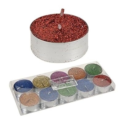 KOOPMAN Lot de 10 bougies chauffe plat pailletées multicolores
