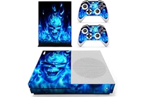 Morbuy Xbox One S Skin Vinyl Decal Full Body Cover Sticker For Microsoft Xbox One S Console and 2 Controller Skins (Skull Fire Blue)