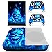 Produktbild Morbuy Xbox ONE S Design Folie Skin Vinyl Aufkleber Sticker für Microsoft Xbox ONE S Konsole + 2 Controller Skins Set (Schädel Feuer Blau)