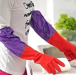 Pindia Set of 2pair Reusable Rubber Latex Multipurpose Household Kitchen Gloves