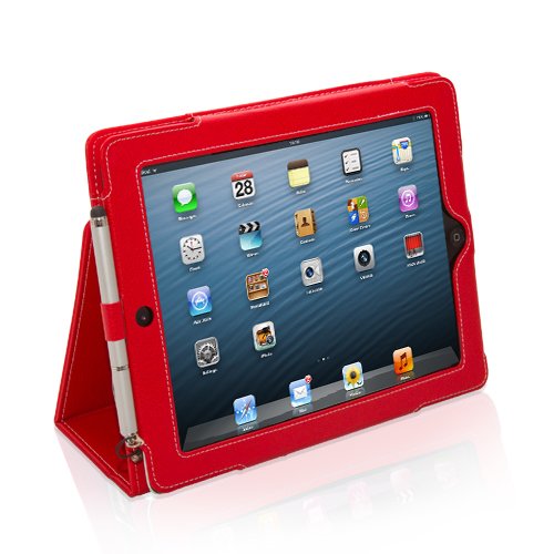 iPad 4 und 3 Hülle (Rot Leder ), Snugg – Smart Case mit lebenslanger Garantie + Sleep / Wake Funktion - 4