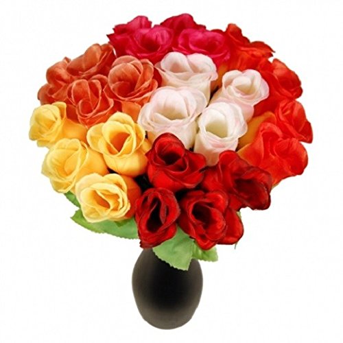 S/O 72er Pack Hecken Rosen bunt 26cm 6 Farben Kunstblumen Seidenblumen Bunte Rose