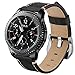Produktbild BZLine Armband | Leder Ersatz Uhrenarmband | Für Samsung Galaxy Watch 42 mm 46 mm Smartwatch Bluetooth | Robust und Langlebig | Einfach zu Justieren | Bandlänge: ca. 220 mm | Bandbreite: 20 mm/22 mm (Schwarz, Für 42 mm Uhr)