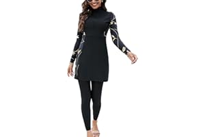 AllMonyba Frauen Muslimische Bademode 2 Stück Set Modest Islamischer Badeanzug Beachwear Naher Osten Plus Size Badeanzug Burkini