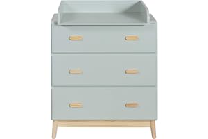 Rebecca Mobili Mobiletto con Fasciatoio, Cassettiera Fasciatoio, Verde Acqua Marrone, MDF Pino, Compatto, con Fasciatoio Removibile - Misure HxLxP: 100 x 80 x 42 cm - Art. RE6985