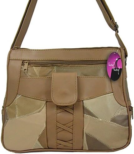 Hey Hey Handbags - Real Leather Handbag - Different Styles to Choose From, Colour: Style 1 - Mixed Beiges
