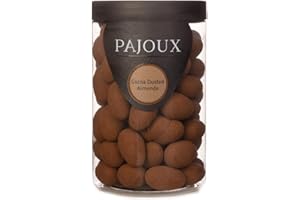 Pajoux Cocoa Dusted Almonds (Large) 280g | Milk Chocolate Covered Nuts - Cocoa Dusted Covered Nuts - Whole Almonds - Palm Oil Free - Chocolate in a Gift Jar