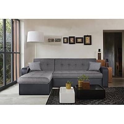 Générique Canapé d'angle convertible 4 places gris Roman