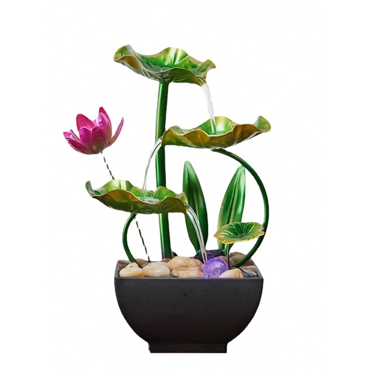 Supvox® Lotus Pond Tabletop Fountain Desk Decor Water Fountain USB-Powered Flowing Tabletop Fountain Relaxation Home Decor 10