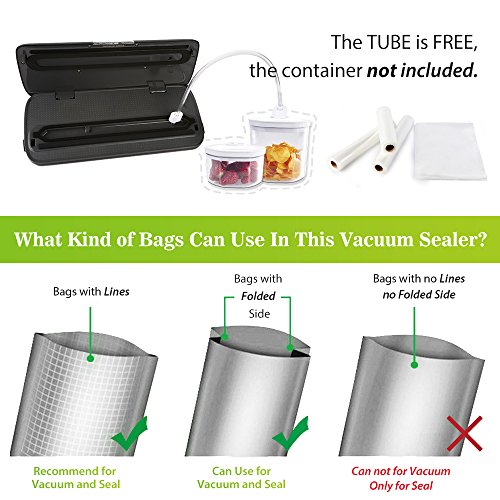 Razorri E5200-M Vakuumiergerät Vakuumierer – Folienschweißgerät 30cm Schweißnaht + Vakuumierschlauch / Starter Kit 5 Vakuumbeutel/ 1 Folienrolle - 5