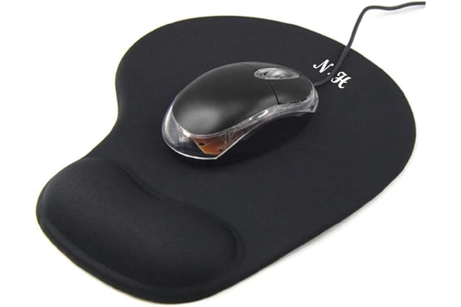 New Horrizon - Mouse Mat BLACK ANTI-SLIP COMFORT MOUSE PAD MAT WITH GEL FOAM REST WRIST SUPPORT FOR PC LAPTOP - Compatible with Laser and Optical Mice