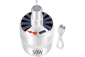 Anern 5000K Luz Solar Lampara Camping Bombilla 50W LED24 Lampara Solar Recargable 4 Modos de Iluminación Luz Bombillas Interior y Exterior para Iluminación Hogar,Eventos Emergencia