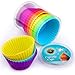 Produktbild Premium Silikon Muffinförmchen von Insonder – 24 Cupcake Brownie Muffin Förmchen Set in 6 Farben – Silikonbackformen für Groß und Klein - Ideal für Geburtstage – Kein Papier Form – Muffinsform ins Blau, Grün, Gelb, Orange, Rot, Lila - Kuchen