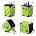 Produktbild Moobom Universal Weltweit Mini Travel Adapter Plug Power (US UK EU AU) Multinational Ladestecker mit Max 2.4A Dual USB Ports und Sicherung AC-in Ladegerät, grün (Grün)