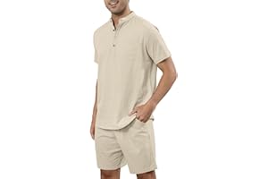 Halfword Mens Tracksuits Cotton Linen Shirt and Shorts Set Summer Casual 2 Piece Outfits Holiday Beach Sets