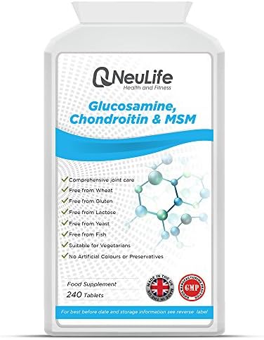 Glucosamine, Chondroitin, MSM &amp; Vitamin C x 240 Tablets | Ultimate Joint &amp; Arthritis Support, High Quality | Neulife Health &amp; Fitness Supplements