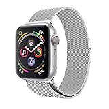 BZLine Armband | Luxus Milanese Maschenschlaufe Edelstahlarmband | Für Apple Watch Series 4 40mm/44mm | Verstellbarer Magnetverschluss | Bandlänge: 5,31-10,24 Zoll | Schwarz, Gold, Roségold, Silber