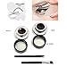 VONISA Waterproof 2 in 1 Gel Eyeliner Set-Beauty Cosmetics Make Up Long-lasting Shadow Wear Gel Cream Eye Liners Brown and Black with Makeup Eyebrow Brush Kit + Cat Shaping Eye Liner Stencils