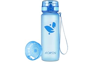 AORIN Botella Agua Deporte -350ml/500ml/750ml/1000ml - Botella Agua Niños Sin BPA，Impermeable y Reutilizable，Apertura con un Solo botón，Aplicar a Sport, Gimnasio, Trekking，Bicicleta