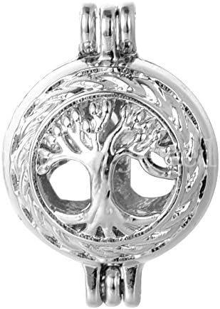 YCLocket Tree of life Stainless Steel Tones Alloy Bead Cage Pendant - Add Your Own Pearls, Stones, Rock to Cage,Add Perfume and Essential Oils to Create a Scent Diffusing Locket Pendant Charms Pack of 10 (A244)