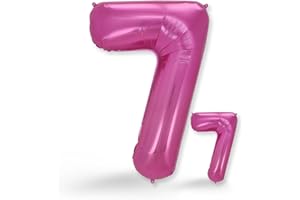 FUNXGO Palloncino Numero 7 rosa - Gigante Palloncini Compleanno 7 Anni - Vola con l'Elio - Feste Decorazione di Compleanno Palloncino 7 rosa