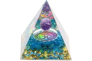 VNSTKWW Moonstone Crystal Orgone Pyramid Ogan Crystal Energy Tower Nature Lazurite Reiki 7 Chakra Crushed Stone Flower of Life Crystal Orgonite Pyramid Healing Chakra Pyramid Gift for Friend