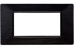 ZOREI Placca Compatibile Con Vimar Plana (4 Moduli / Posti, Nero Satinato)