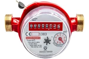 KNM TRADE Wasserzähler Warmwasser - Anschlussgewinde 3/4 Zoll 110 mm Q3 1,6 m³/h antimagnetisch geeicht 2025 – einfache Montage für Wohnung & Haus – transparente Abrechnung, manipulationssicher