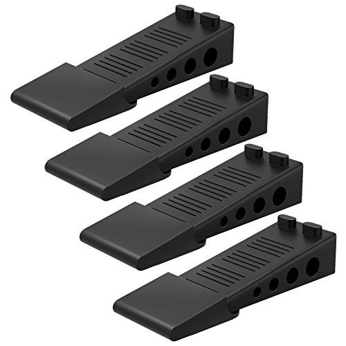 Chefic Door Stop Rubber, 124mm Stackable Super Non-slip Door Stopper - Non-toxic Odourless Silicone Door Wedge, Work Perfectly on Most Floors (Black, 4-Pack)