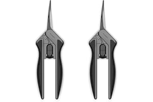 AC Infinity Zakrzywione nożyce ogrodowe ze stali nierdzewnej, 16,8 cm, lekkie, ergonomiczne wzornictwo, zakrzywione, precyzyjne ostrza z nieprzywierającą powłoką tytanową, do prac ogrodowych,