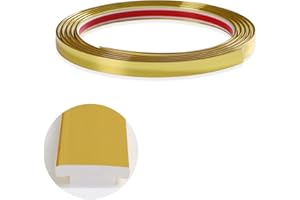 ZOSPPEI Profilo flessibile per modanatura a T,10 piedi Modanature e rivestimenti murali da attaccare e staccare,Striscia decorativa autoadesiva,Striscia di caucciù autoadesivo per pavimenti,pareti (Oro)