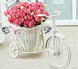 TIED RIBBONS Artificial Peonies Flowers with Cycle Shape Vase Basket Pot for Living Room Home Décor and Gifts