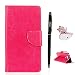 Produktbild LG G5 Hülle, LG G5 SE Schutzhülle Leder Hülle, Alfort 3 in 1 Flip Wallet Fashion Design Dual Use Falten Premium PU Leder Tasche Case Cover Folio Mappen Kasten Abdeckung für LG G5 / G5 SE 5.3" Smartphone Funktion Unterstützte Telefone ( Rosa Rot ) + Netter Staub Stecker + Alfort Schwarz Stylus Pen